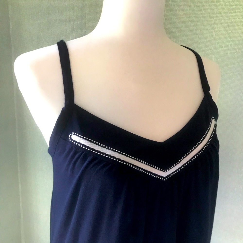GAP Navy Tank Top, Loose Knit Crossback Tank, Cotton, Spaghetti Strap, XS